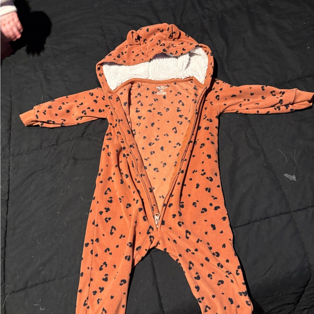 Carter's Orange and Black Leopard Print Footie